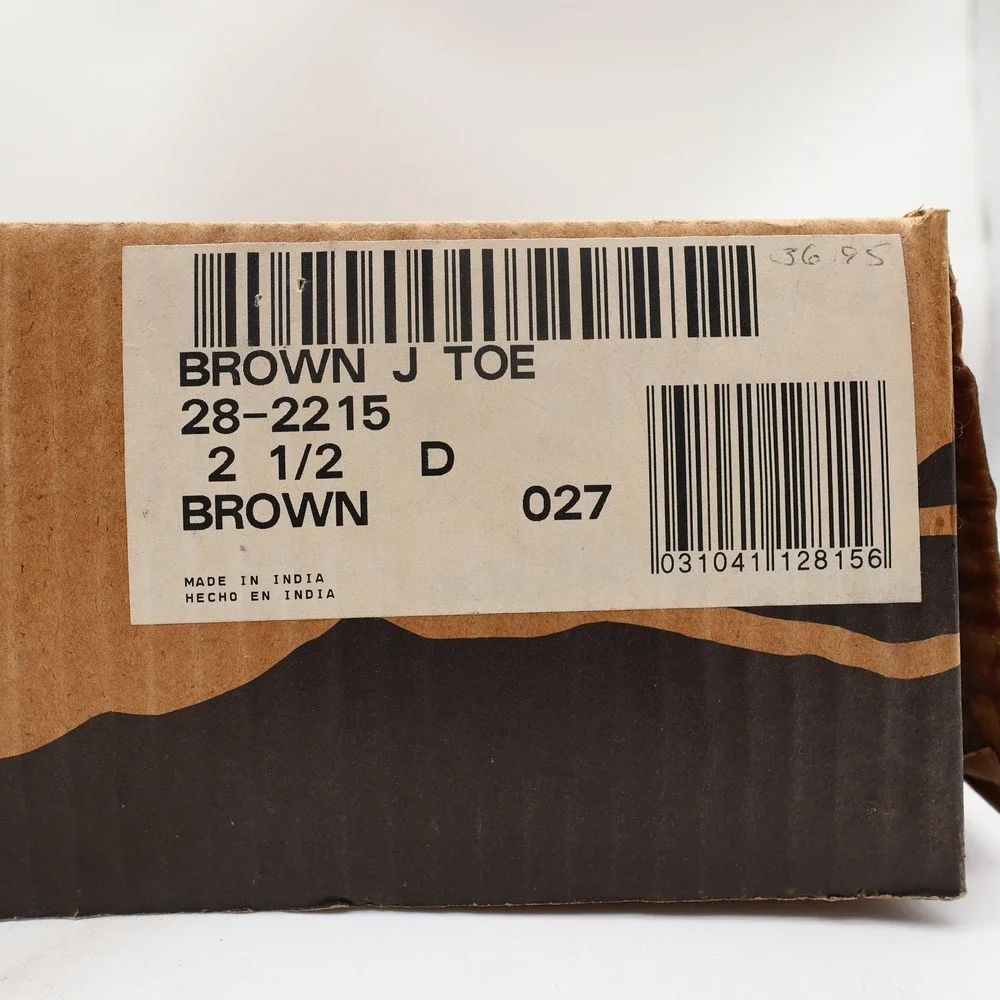 Laredo Vintage J Toe Western Boots Kids 2.5 Brown Leather NWT Deadstock